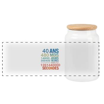 40 Ans – 480 Mois, 14600 Jours...Secondes - Panorama Keksdose mit Holzdeckel - Weiß - Vorne