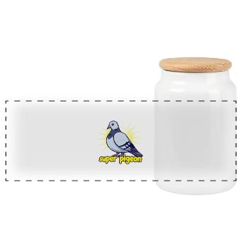 Super Pigeon - Panoramic Cookie Jar with Wooden Lid - white - Front