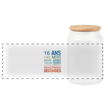 16 Ans en Chiffres – Cadeau Anniversaire Original - Panoramic Cookie Jar with Wooden Lid - white - Front
