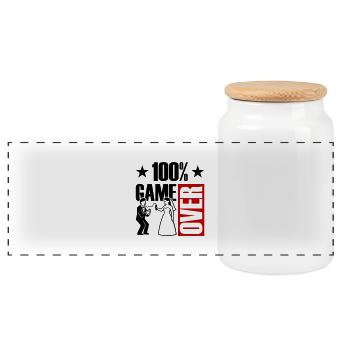 Game Over Jeunes mariés Drôle - Boîte à biscuits avec couvercle en bois - blanc - Devant