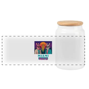 Miami Corn - Panoramic Cookie Jar with Wooden Lid - white - Front
