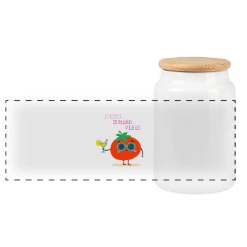 Cocktail Tomate - Fresh Summer Vibes - Geschenk - Panorama Keksdose mit Holzdeckel - Weiß - Vorne