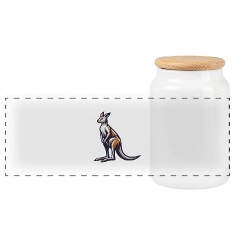 Kangaroo jumping energy - Panoramic Cookie Jar with Wooden Lid - white - Front