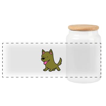 Bande dessinée de chien - Boîte à biscuits avec couvercle en bois - blanc - Devant