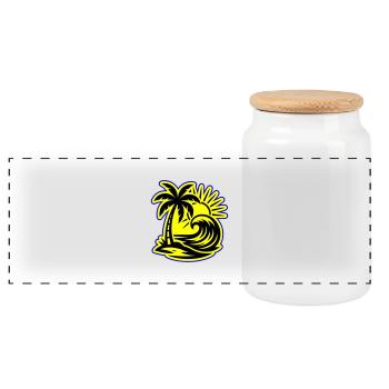 Palmier d’été de l’île - Boîte à biscuits avec couvercle en bois - blanc - Devant