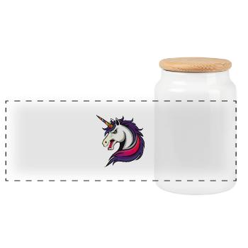 Uncicorn Evvil - Panoramic Cookie Jar with Wooden Lid - white - Front