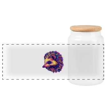 Hedgehog Colorful - Panoramic Cookie Jar with Wooden Lid - white - Front