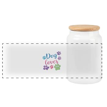 Dog Lovers - Panoramic Cookie Jar with Wooden Lid - white - Front