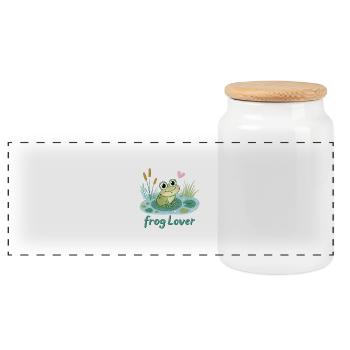 Frog Lovers - Panoramic Cookie Jar with Wooden Lid - white - Front