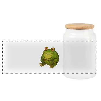 Niedliche Vintage Grüne Kröte Retro Natur Kunst - Panorama Keksdose mit Holzdeckel - Weiß - Vorne