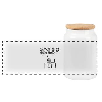 Mouse and RAM - Panoramic Cookie Jar with Wooden Lid - white - Front