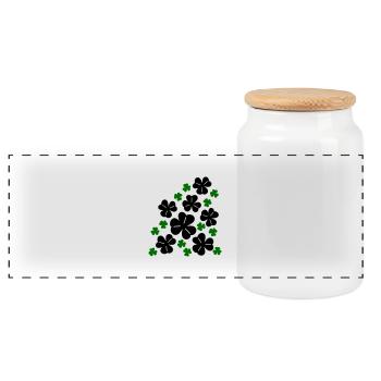 Trèfles - Boîte à biscuits avec couvercle en bois - blanc - Devant