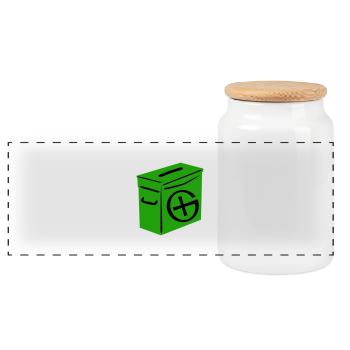 Geocaching: Ammo Can - Panoramic Cookie Jar with Wooden Lid - white - Front