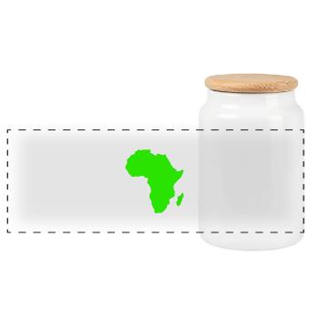 Africa, continent, Europe, Asia, America, South - Panoramic Cookie Jar with Wooden Lid - white - Front