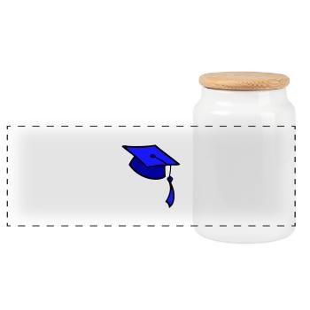 college, graduation, cap, trains, University of, - Panoramic Cookie Jar with Wooden Lid - white - Front