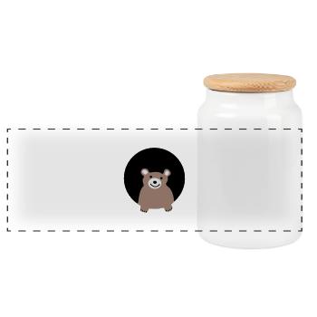 bear - Panoramic Cookie Jar with Wooden Lid - white - Front