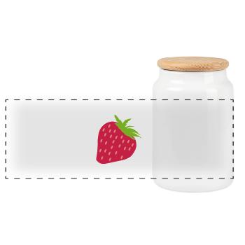 STRAWBERRY - Panoramic Cookie Jar with Wooden Lid - white - Front