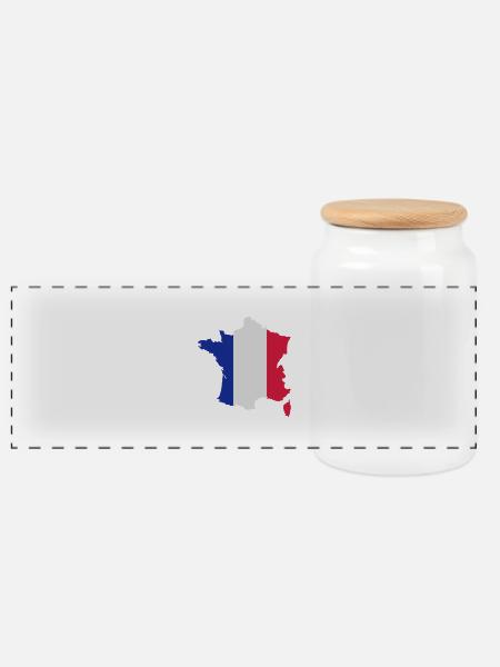 frankreich_landflagge - Panorama Keksdose mit Holzdeckel - Weiß