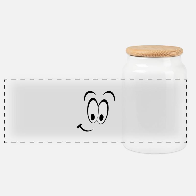 SMILEY - Panorama Keksdose mit Holzdeckel - Weiß