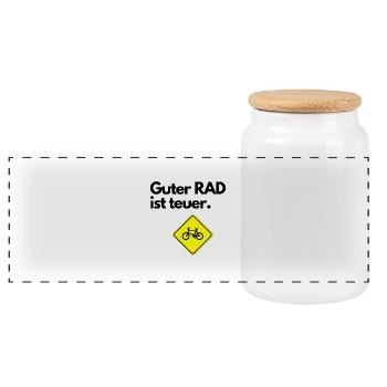 Good RAD is expensive. - Panoramic Cookie Jar with Wooden Lid - white - Front