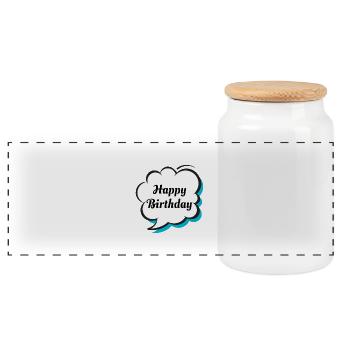 HAPPY BIRTHDAY. JOYEUX ANNIVERSAIRE. ANNIVERSAIRE. - Boîte à biscuits avec couvercle en bois - blanc - Devant