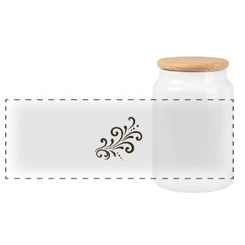 Tourbillon de fleurs ornementales brunes - Boîte à biscuits avec couvercle en bois - blanc - Devant