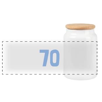 70. 70 JAHRE. 70-JÄHRIGES JUBILÄUM. 70-JÄHRIGES JUBILÄUM. - Panorama Keksdose mit Holzdeckel - Weiß - Vorne