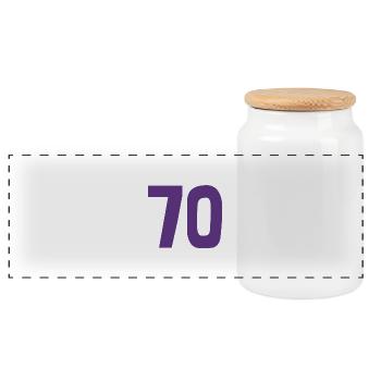 70. 70 JAHRE. 70-JÄHRIGES JUBILÄUM. 70-JÄHRIGES JUBILÄUM. - Panorama Keksdose mit Holzdeckel - Weiß - Vorne
