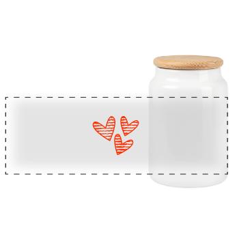 HERZ. HERZ. VALENTINSTAG. LIEBE. LIEBE. PAAR. - Panorama Keksdose mit Holzdeckel - Weiß - Vorne