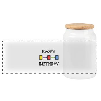 ANNIVERSAIRE. HAPPY BIRTHDAY. JOYEUX ANNIVERSAIRE. - Boîte à biscuits avec couvercle en bois - blanc - Devant