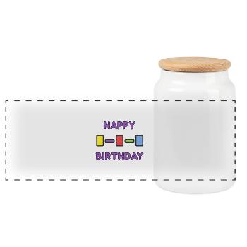 HAPPY BIRTHDAY. JOYEUX ANNIVERSAIRE. ANNIVERSAIRE. - Boîte à biscuits avec couvercle en bois - blanc - Devant
