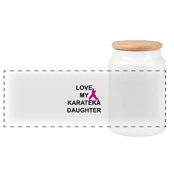 LOVE MY KARATEKA DAUGHTER (Farbakzent) - Panorama Keksdose mit Holzdeckel - Weiß - Vorne