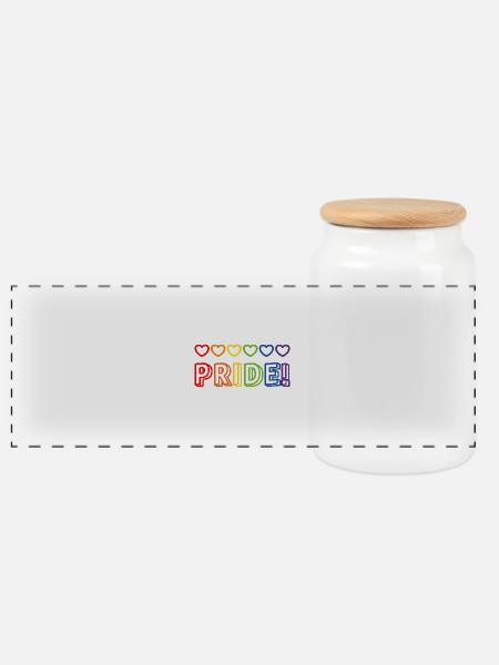 Pride Regenbogenherzen - Panorama Keksdose mit Holzdeckel - Weiß