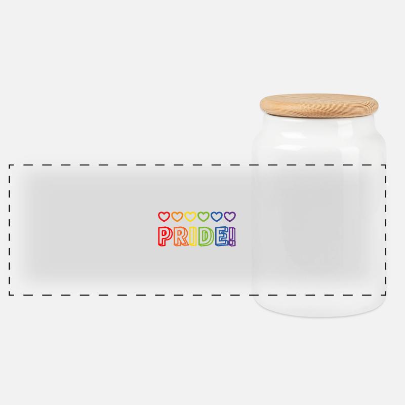 Pride Regenbogenherzen - Panorama Keksdose mit Holzdeckel - Weiß