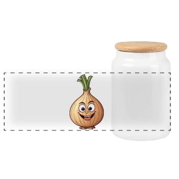 Cartoon onion perfect gift - Panoramic Cookie Jar with Wooden Lid - white - Front