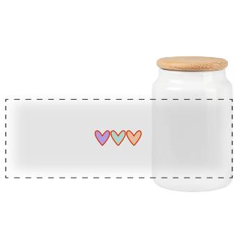 HERZ. HERZ. VALENTINSTAG. LIEBE. LIEBE. PAAR. - Panorama Keksdose mit Holzdeckel - Weiß - Vorne