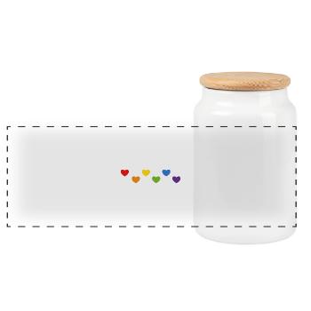 Rainbow Hearts LGBTQ LGBT gay pride - Panoramic Cookie Jar with Wooden Lid - white - Front