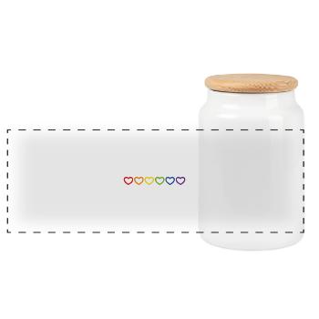 Rainbow Hearts LGBTQ LGBT gay pride - Panoramic Cookie Jar with Wooden Lid - white - Front