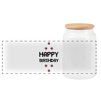 HAPPY BIRTHDAY - Boîte à biscuits avec couvercle en bois - blanc - Devant