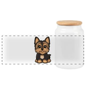 Yorkshire Terrier Dog Cute - Panoramic Cookie Jar with Wooden Lid - white - Front