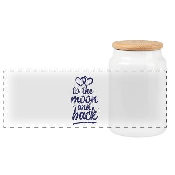 Liebe dich "zum Mond und zurück" - Jeansblau - Panorama Keksdose mit Holzdeckel - Weiß - Vorne