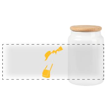 Photographer With Camera - Panoramic Cookie Jar with Wooden Lid - white - Front