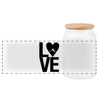 montagne Amour - Boîte à biscuits avec couvercle en bois - blanc - Devant
