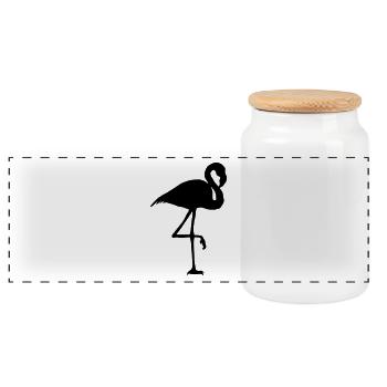 flamingo - Panoramic Cookie Jar with Wooden Lid - white - Front