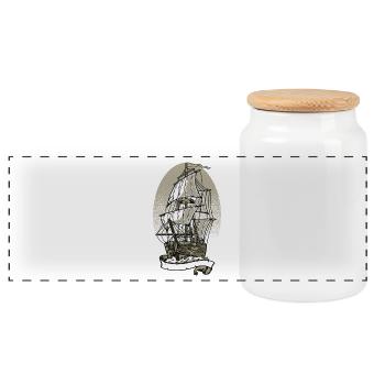 Ship Ship Sailboat Boat Skipper Christmas - Panoramic Cookie Jar with Wooden Lid - white - Front
