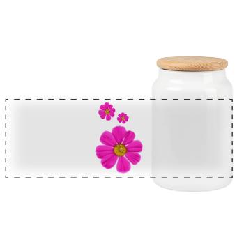 Blumen - Panorama Keksdose mit Holzdeckel - Weiß - Vorne