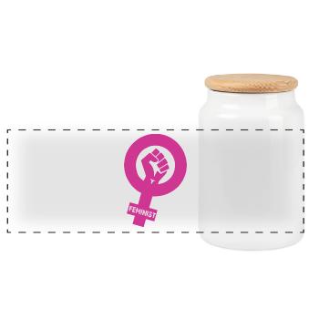 féministe - Boîte à biscuits avec couvercle en bois - blanc - Devant