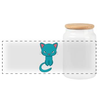 Angry Kawaii Cat - Panorama Keksdose mit Holzdeckel - Weiß - Vorne
