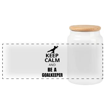 Floorball floorball gift - Panoramic Cookie Jar with Wooden Lid - white - Front