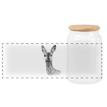 Roe - Panoramic Cookie Jar with Wooden Lid - white - Front